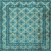 Square Machine Washable Persian Light Blue Traditional Rug, wshtr2576lblu