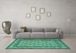 Machine Washable Persian Turquoise Traditional Area Rugs in a Living Room,, wshtr2576turq