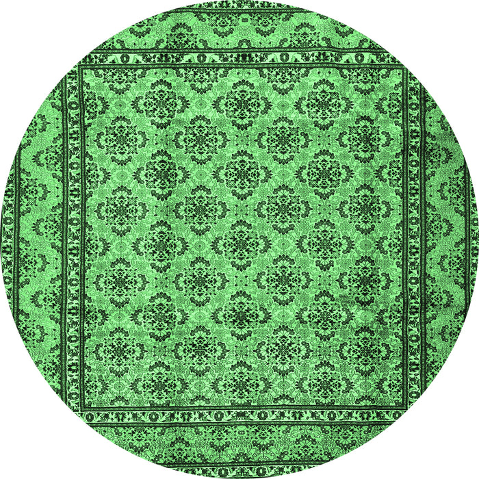 Round Persian Emerald Green Traditional Rug, tr2576emgrn