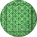 Round Persian Emerald Green Traditional Rug, tr2576emgrn