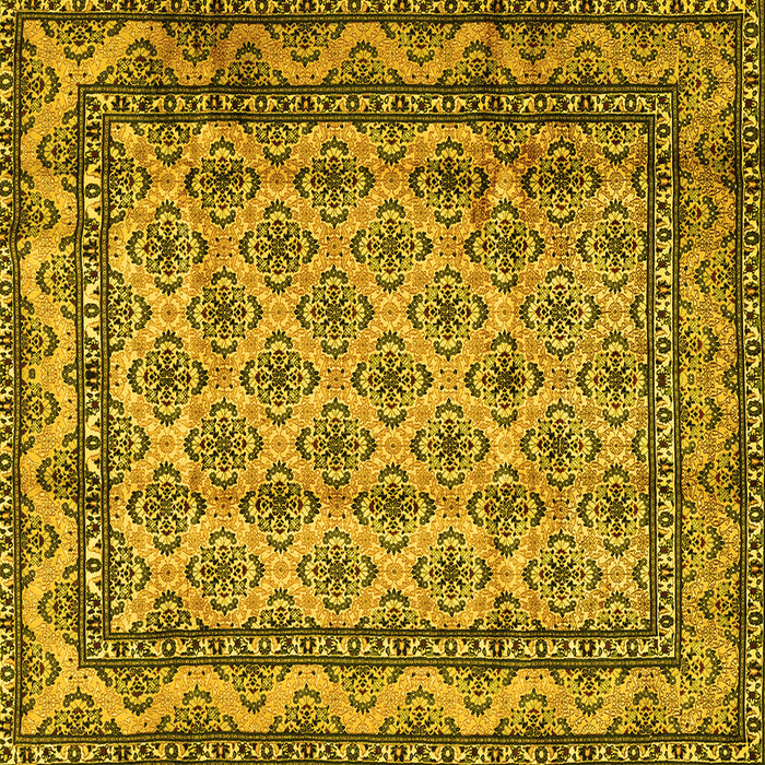 Square Machine Washable Persian Yellow Traditional Rug, wshtr2576yw
