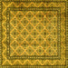 Square Machine Washable Persian Yellow Traditional Rug, wshtr2576yw