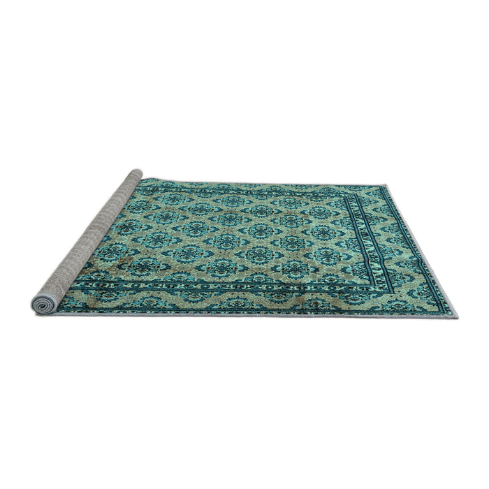 Sideview of Machine Washable Persian Light Blue Traditional Rug, wshtr2576lblu