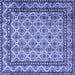 Square Machine Washable Persian Blue Traditional Rug, wshtr2576blu