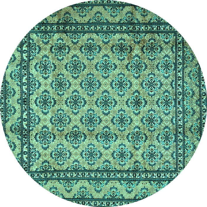Round Persian Turquoise Traditional Rug, tr2576turq