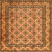 Round Machine Washable Persian Orange Traditional Area Rugs, wshtr2576org