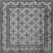 Round Machine Washable Persian Gray Traditional Rug, wshtr2576gry