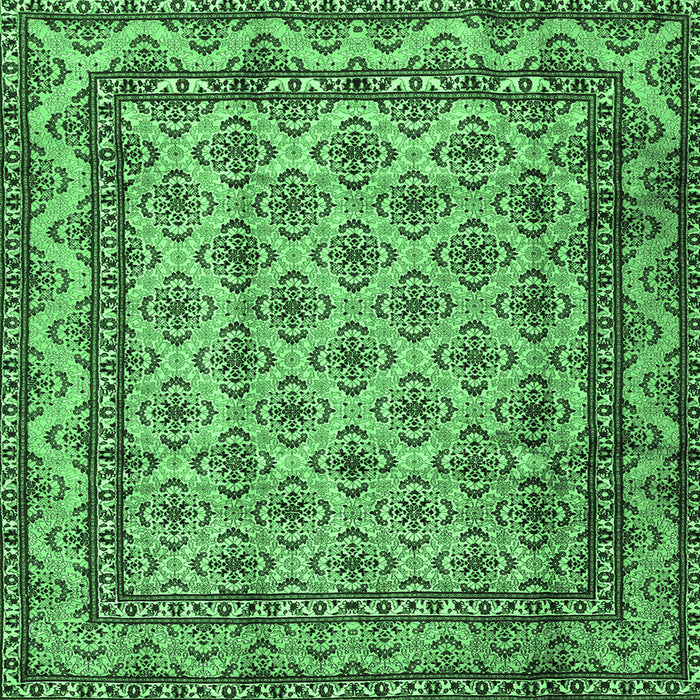 Square Persian Emerald Green Traditional Rug, tr2576emgrn