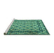 Sideview of Machine Washable Persian Turquoise Traditional Area Rugs, wshtr2576turq