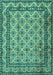 Machine Washable Persian Turquoise Traditional Area Rugs, wshtr2576turq