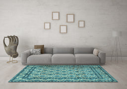Machine Washable Persian Light Blue Traditional Rug in a Living Room, wshtr2576lblu