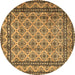 Round Machine Washable Persian Brown Traditional Rug, wshtr2576brn