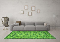 Machine Washable Persian Green Traditional Rug, wshtr2576grn