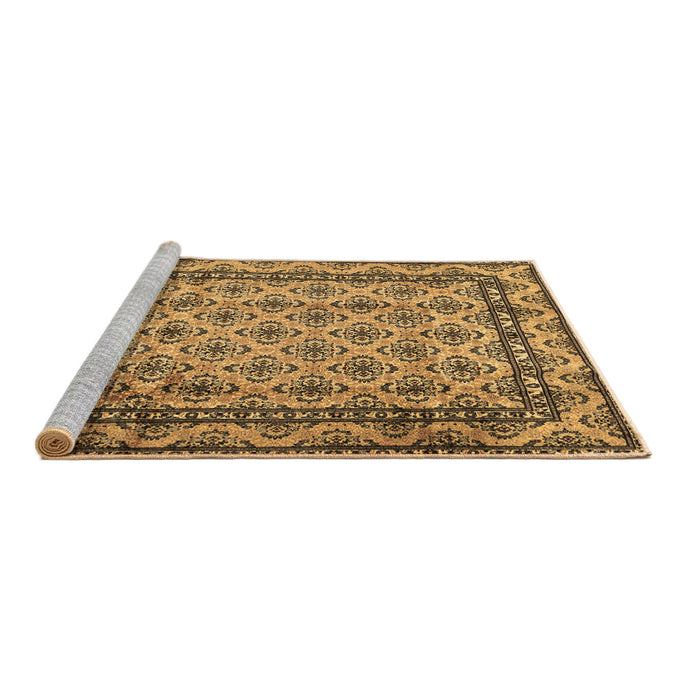 Sideview of Machine Washable Persian Brown Traditional Rug, wshtr2576brn