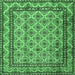 Square Machine Washable Persian Emerald Green Traditional Area Rugs, wshtr2576emgrn