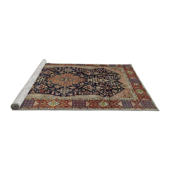 Sideview of Machine Washable Traditional Brown Rug, wshtr2577