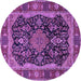 Round Machine Washable Persian Purple Traditional Area Rugs, wshtr2577pur