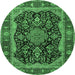Round Persian Emerald Green Traditional Rug, tr2577emgrn
