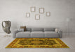 Machine Washable Persian Yellow Traditional Rug in a Living Room, wshtr2577yw