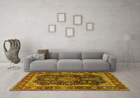 Machine Washable Persian Yellow Traditional Rug, wshtr2577yw