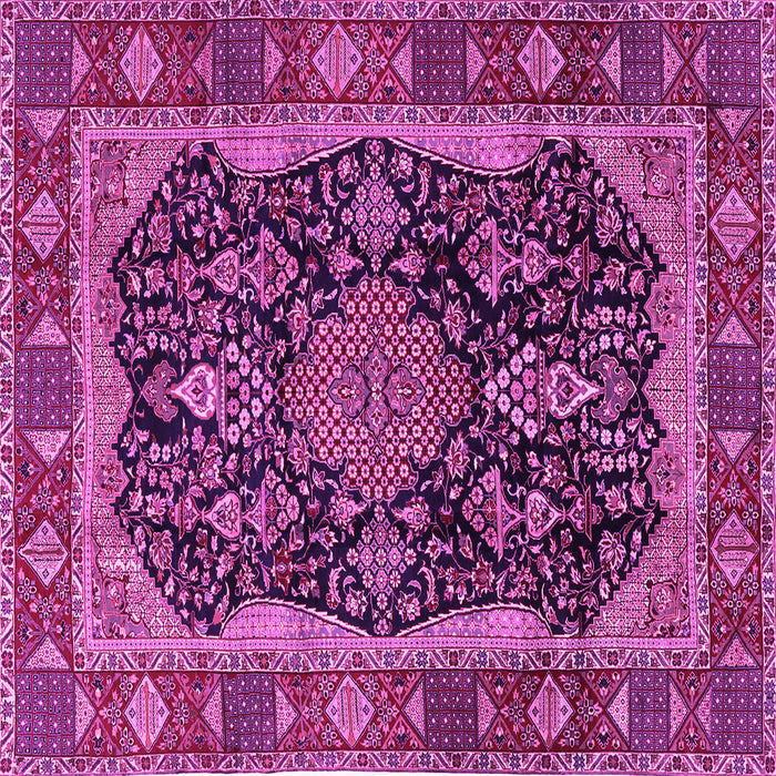 Square Machine Washable Persian Pink Traditional Rug, wshtr2577pnk