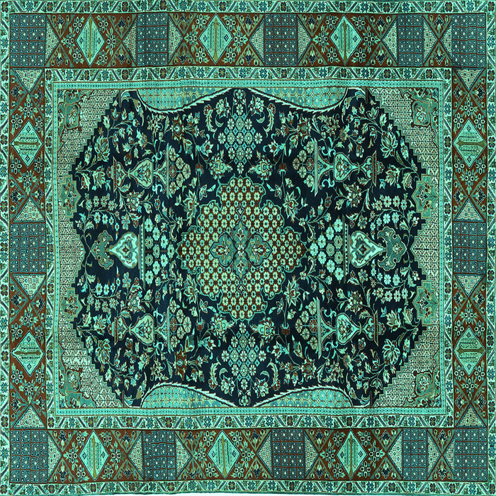 Square Persian Turquoise Traditional Rug, tr2577turq