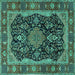 Square Persian Turquoise Traditional Rug, tr2577turq