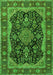 Serging Thickness of Machine Washable Persian Green Traditional Area Rugs, wshtr2577grn