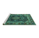 Sideview of Machine Washable Persian Turquoise Traditional Area Rugs, wshtr2577turq