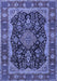 Machine Washable Persian Blue Traditional Rug, wshtr2577blu