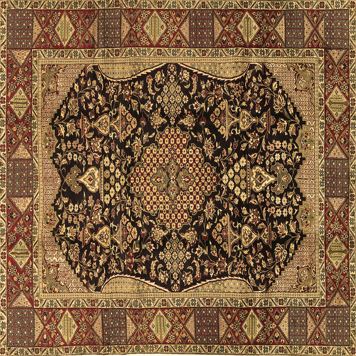 Square Machine Washable Persian Brown Traditional Rug, wshtr2577brn