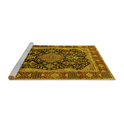 Sideview of Machine Washable Persian Yellow Traditional Rug, wshtr2577yw