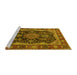 Sideview of Machine Washable Persian Yellow Traditional Rug, wshtr2577yw