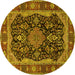 Round Persian Yellow Traditional Rug, tr2577yw