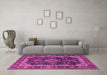 Machine Washable Persian Pink Traditional Rug in a Living Room, wshtr2577pnk