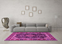 Machine Washable Persian Pink Traditional Rug, wshtr2577pnk