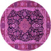 Round Machine Washable Persian Pink Traditional Rug, wshtr2577pnk