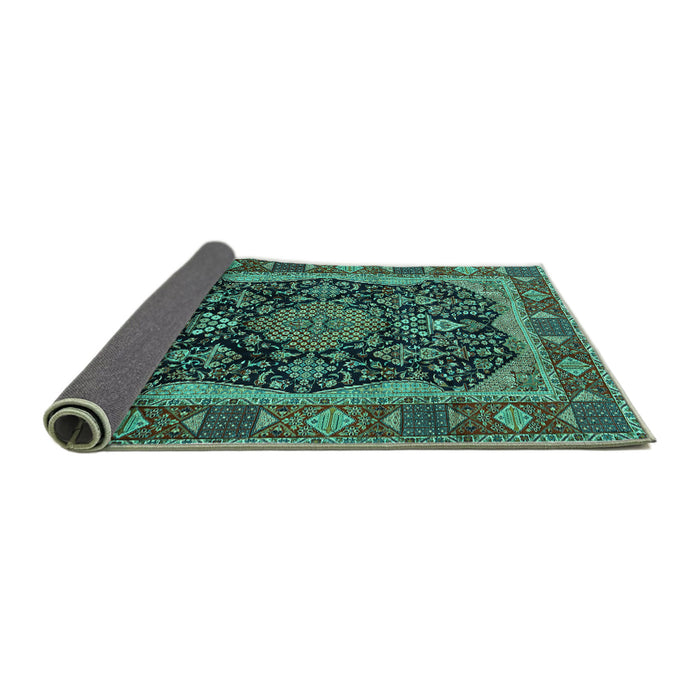 Sideview of Persian Turquoise Traditional Rug, tr2577turq