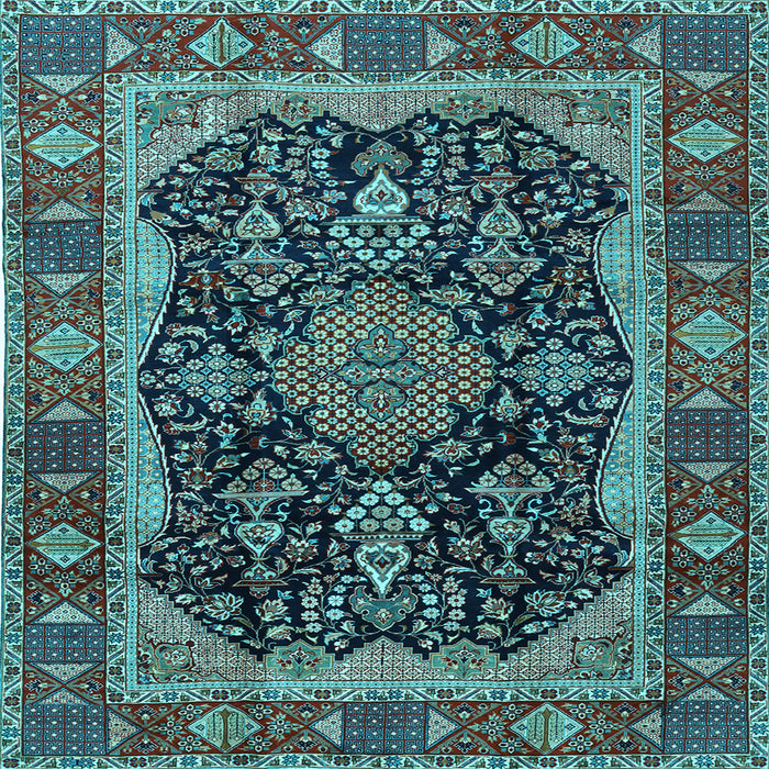 Square Machine Washable Persian Light Blue Traditional Rug, wshtr2577lblu