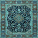 Square Machine Washable Persian Light Blue Traditional Rug, wshtr2577lblu