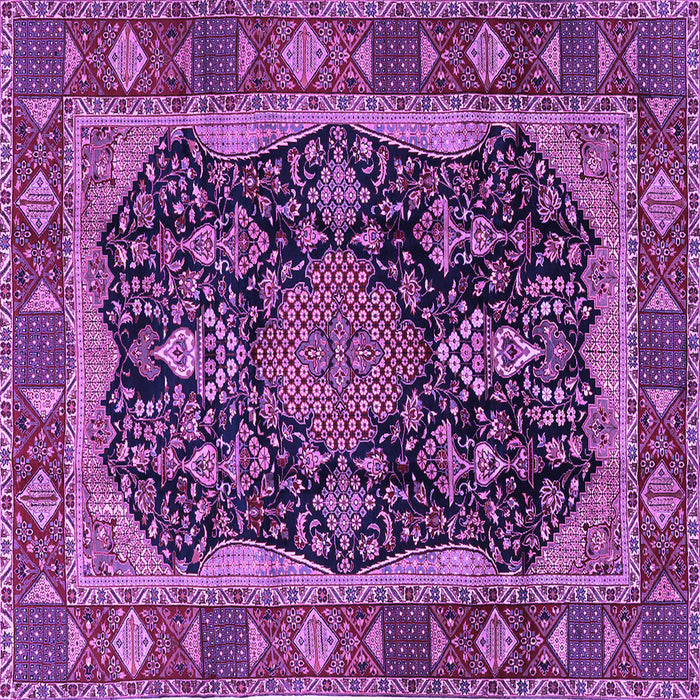 Square Machine Washable Persian Purple Traditional Area Rugs, wshtr2577pur