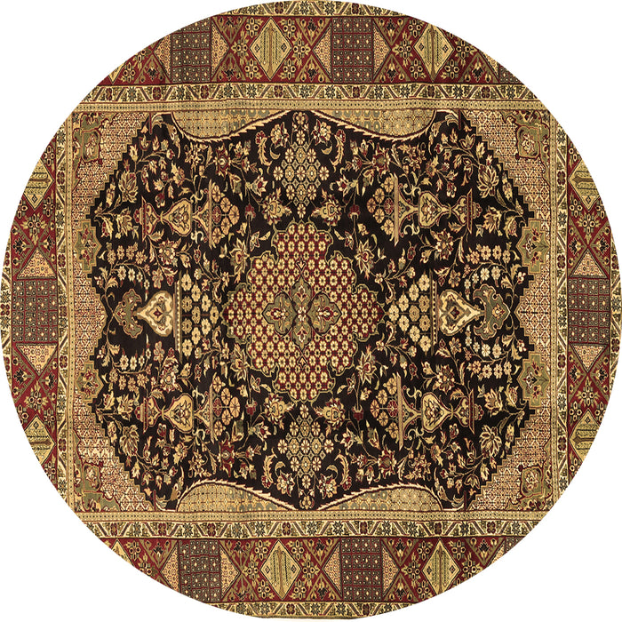 Round Machine Washable Persian Brown Traditional Rug, wshtr2577brn