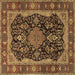 Square Persian Brown Traditional Rug, tr2577brn