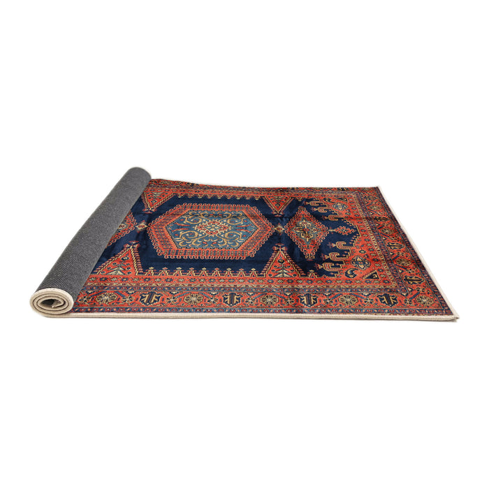 Sideview of Traditional Saffron Red Persian Rug, tr2578