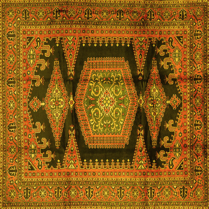 Square Machine Washable Persian Yellow Traditional Rug, wshtr2578yw