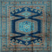 Square Machine Washable Persian Light Blue Traditional Rug, wshtr2578lblu