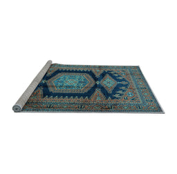 Sideview of Machine Washable Persian Light Blue Traditional Rug, wshtr2578lblu
