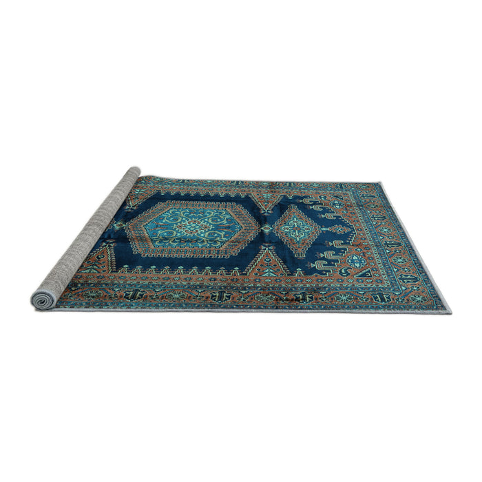 Sideview of Machine Washable Persian Light Blue Traditional Rug, wshtr2578lblu