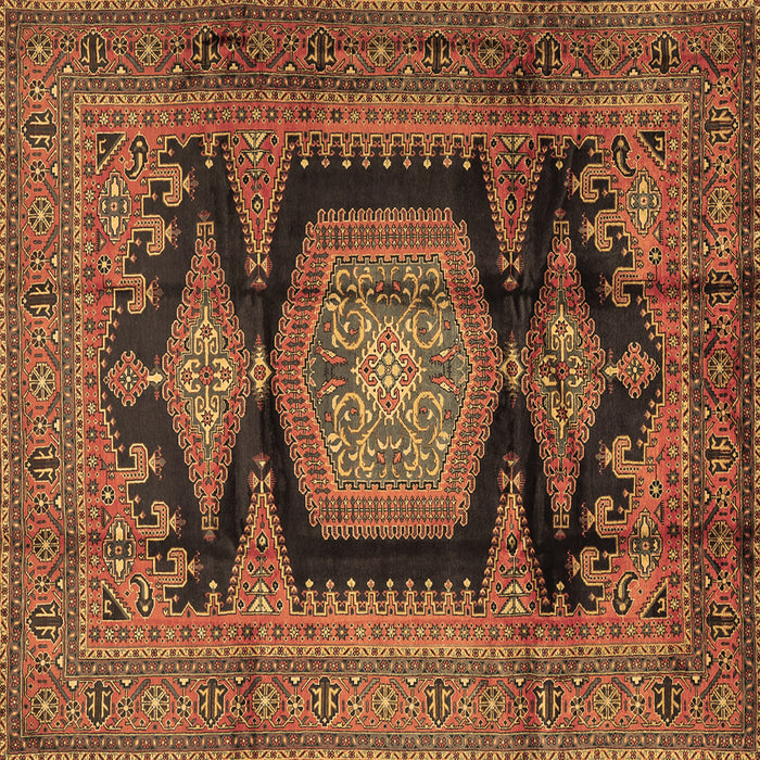 Square Machine Washable Persian Brown Traditional Rug, wshtr2578brn