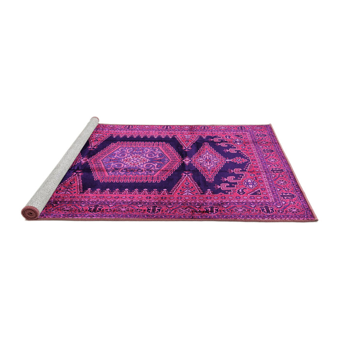 Sideview of Machine Washable Persian Pink Traditional Rug, wshtr2578pnk